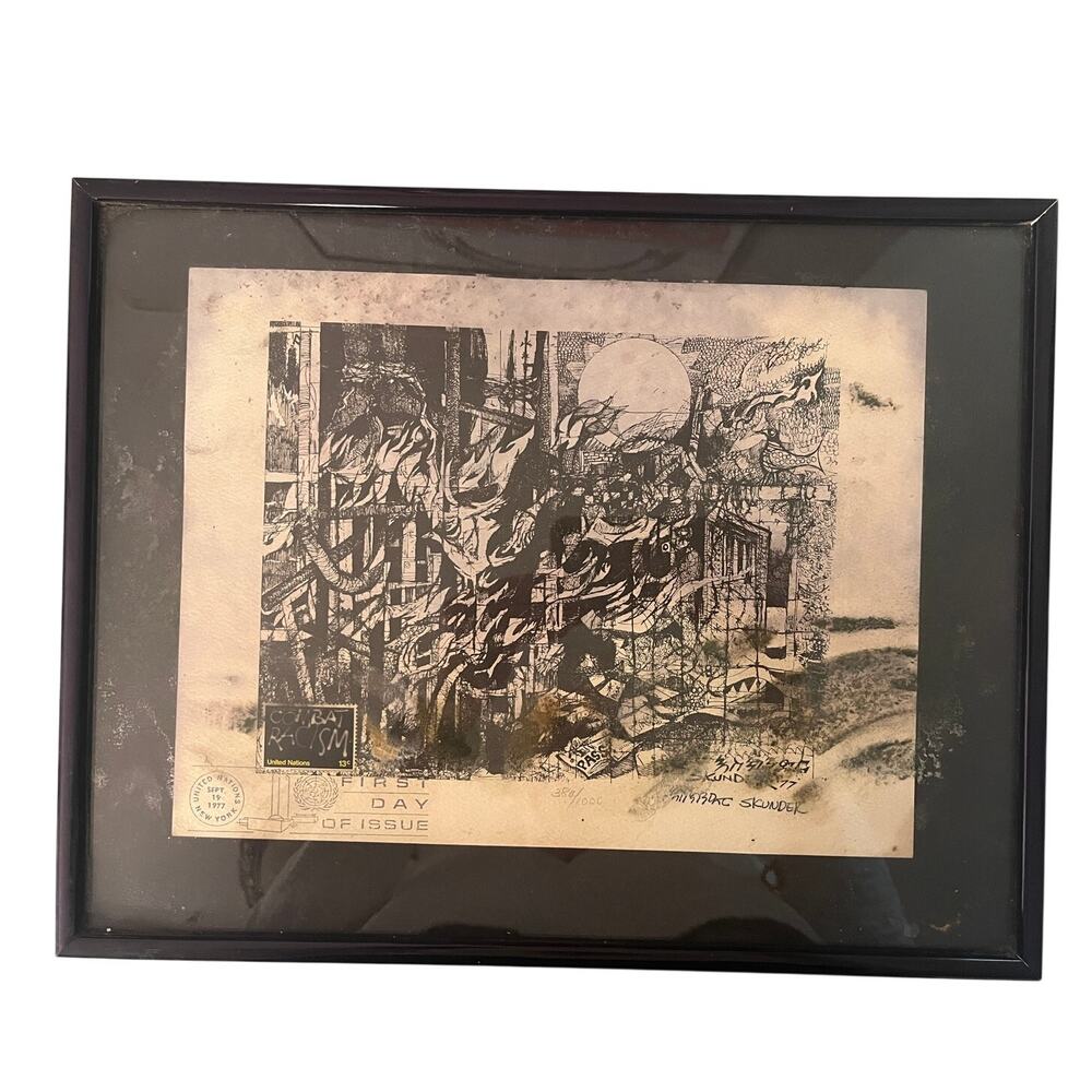 Skunder Boghossian 1977 Combat Racism Signed Numbered WFUNA UN First Day Print